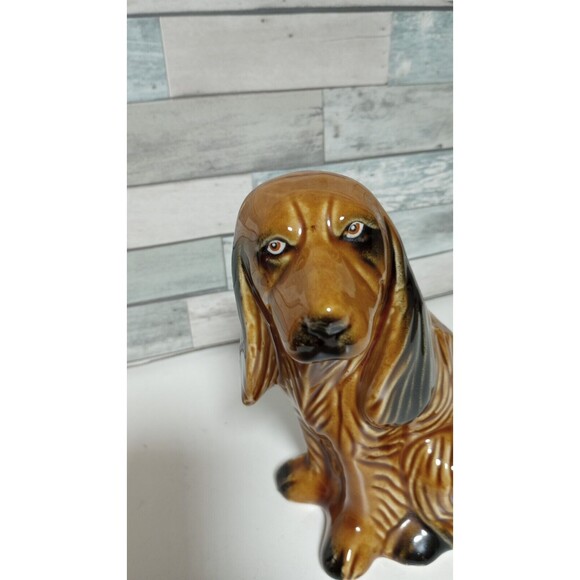 Vintage Ceramic Sitting Dog Spaniel Hound Figurine Brazil MSC Handcrafted Brown - Picture 4 of 8